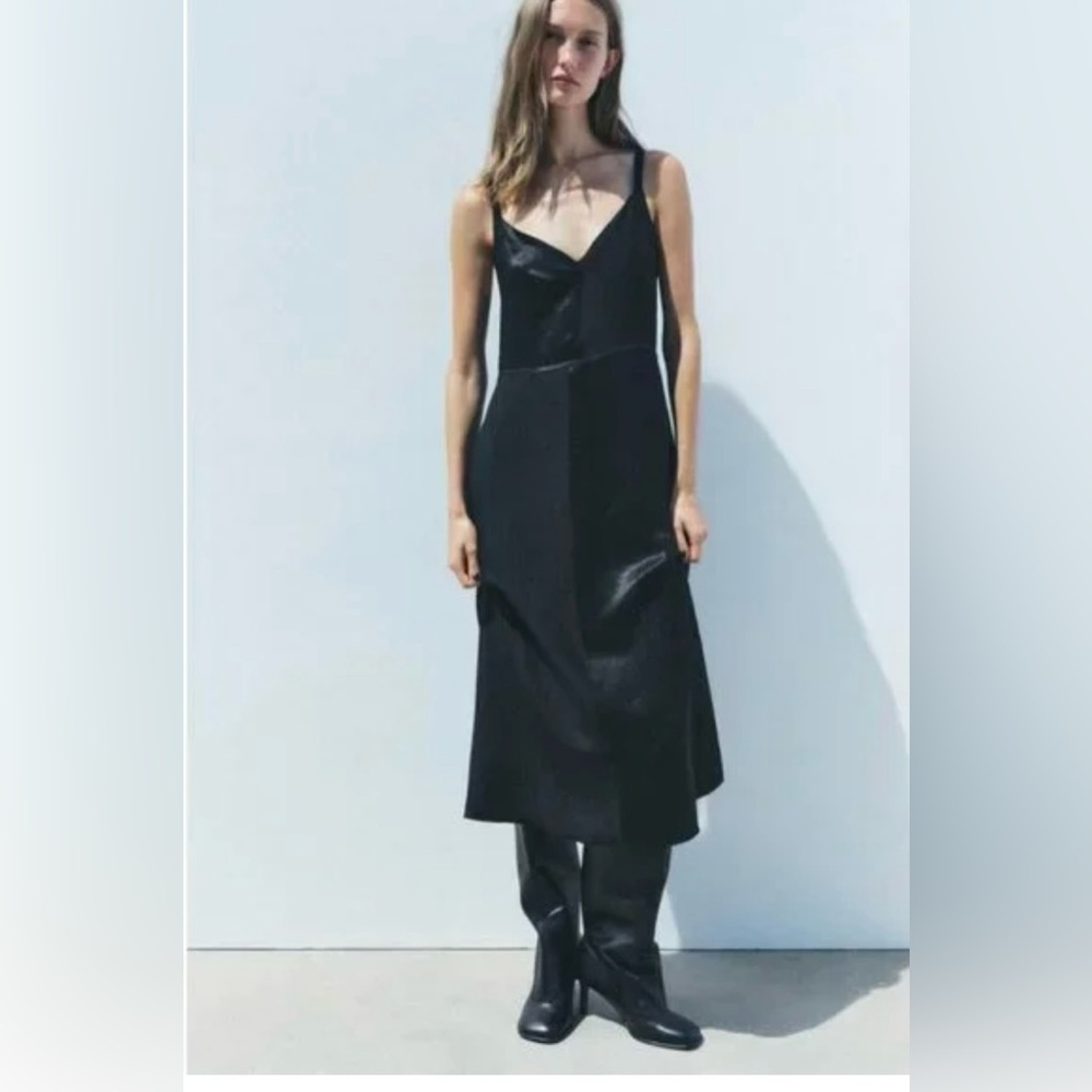 NWT ZARA SATIN EFFECT SLIP DRESS ZW COLLECTION SIZE SMALL